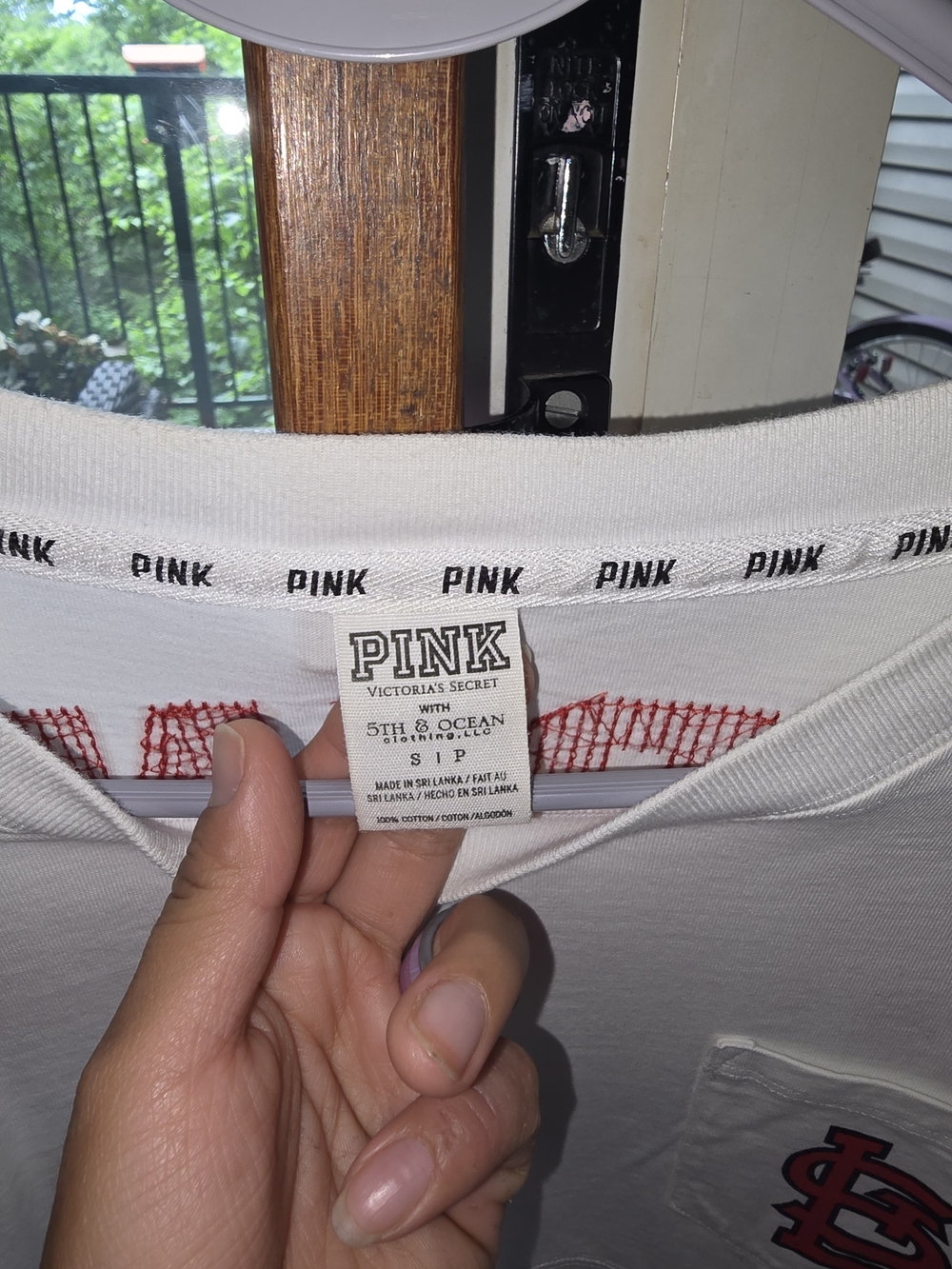 PINK Victoria's Secret White Tee with Red Logo
